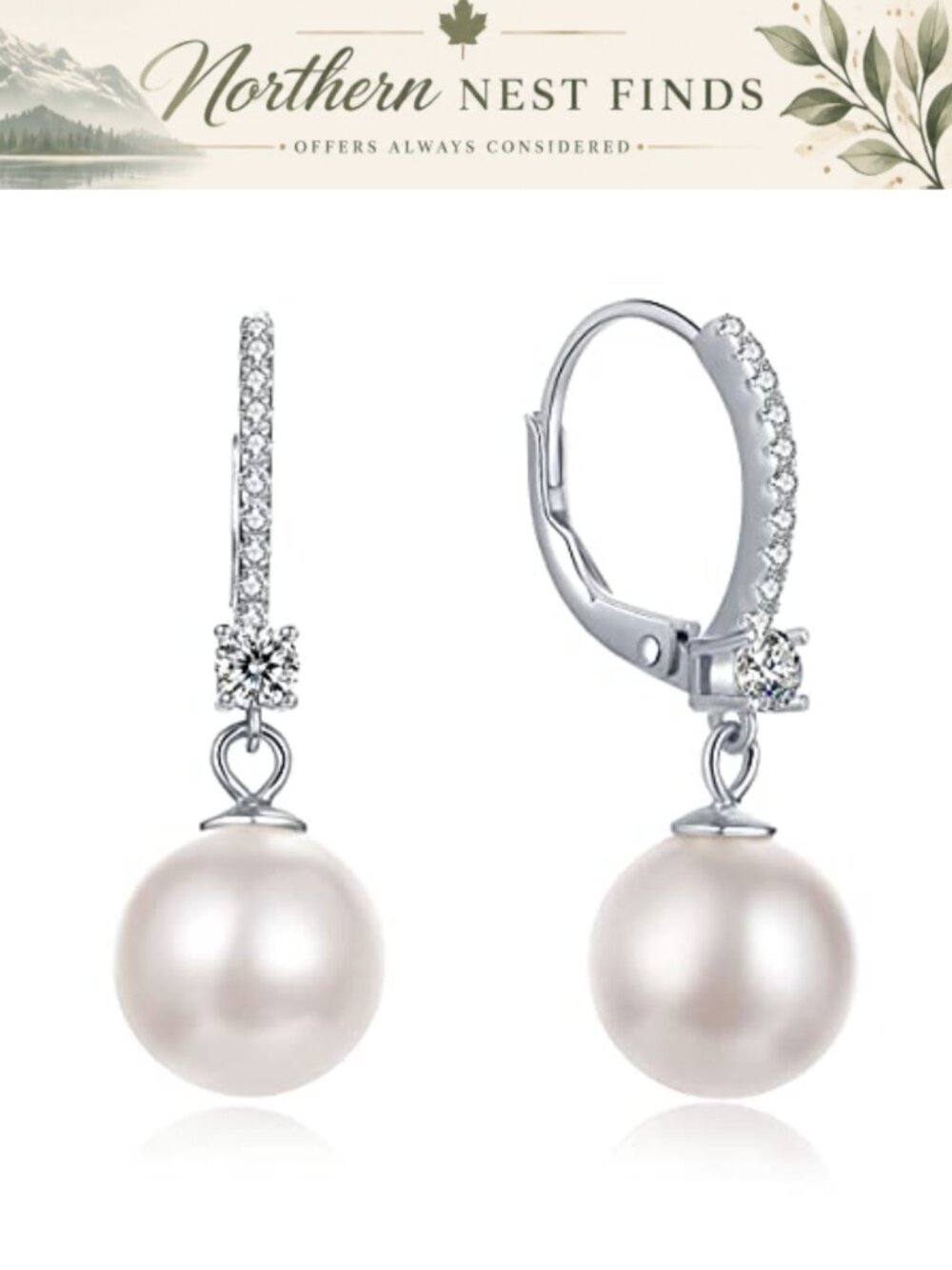 Freshwater Pearl Dangle Earrings 925 Sterling Silver 18k Gold Plated Leverback
